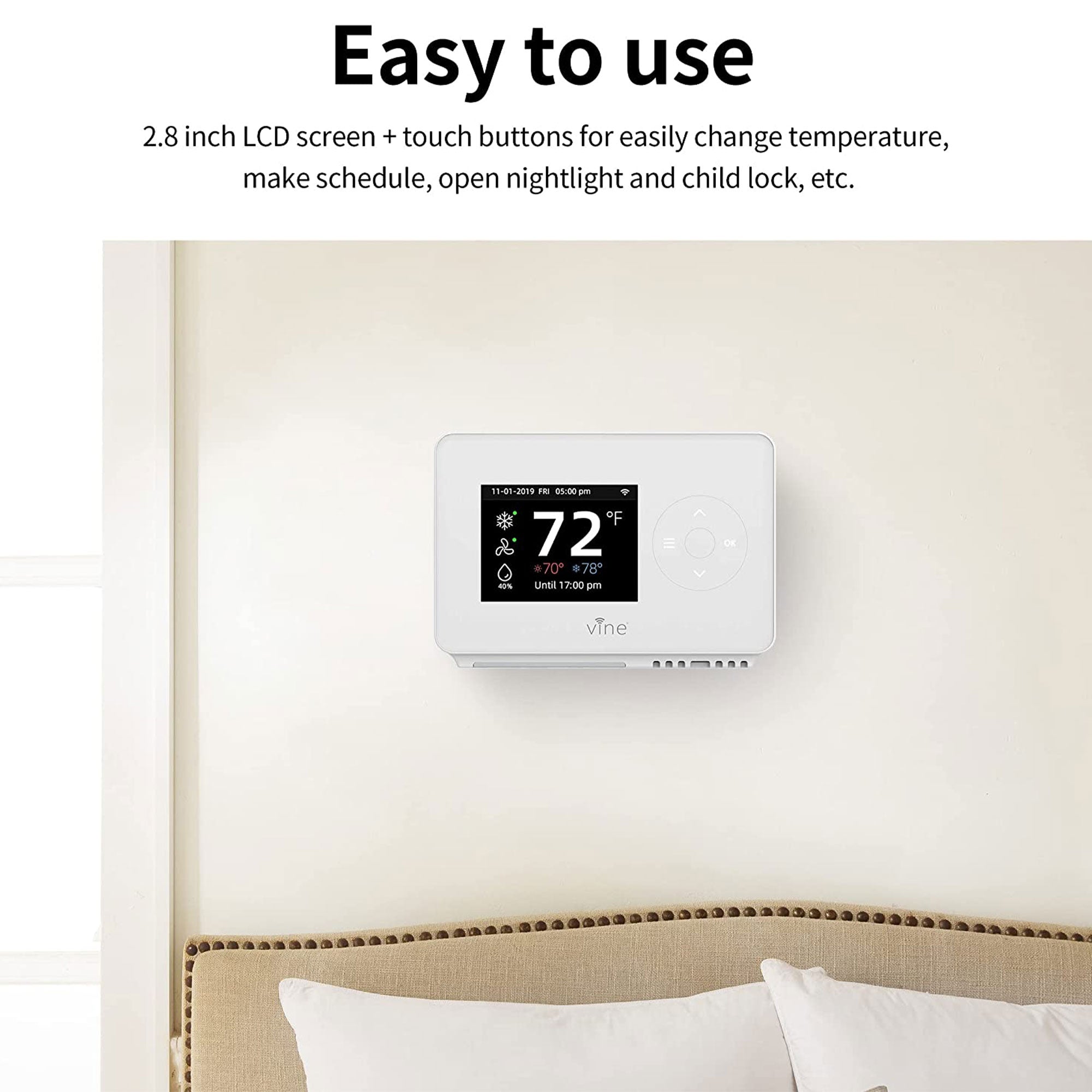 Wi Fi 7 Day and 8 Period Programmable New Gen Smart Home Thermostat (Open Box) - VMInnovations