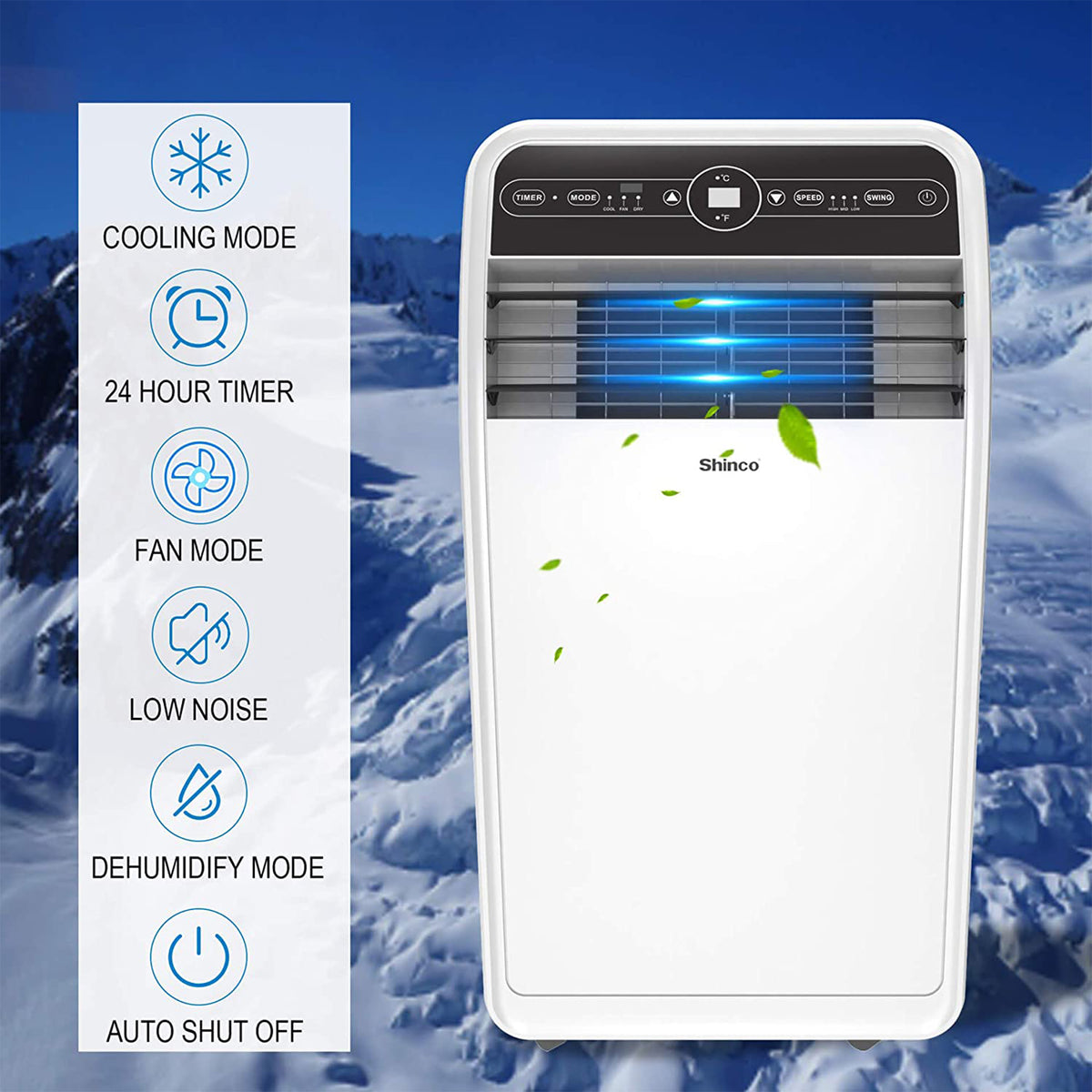 Shinco 10,000 BTU Portable AC Unit, Dehumidifier, and Fan for 300 SqFt Rooms