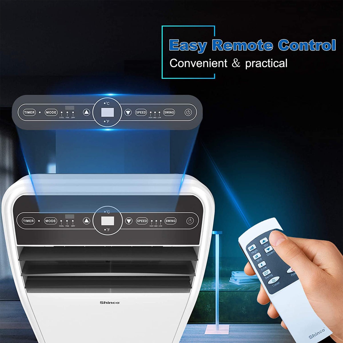 Shinco 10,000 BTU Portable AC Unit, Dehumidifier, and Fan for 300 SqFt Rooms