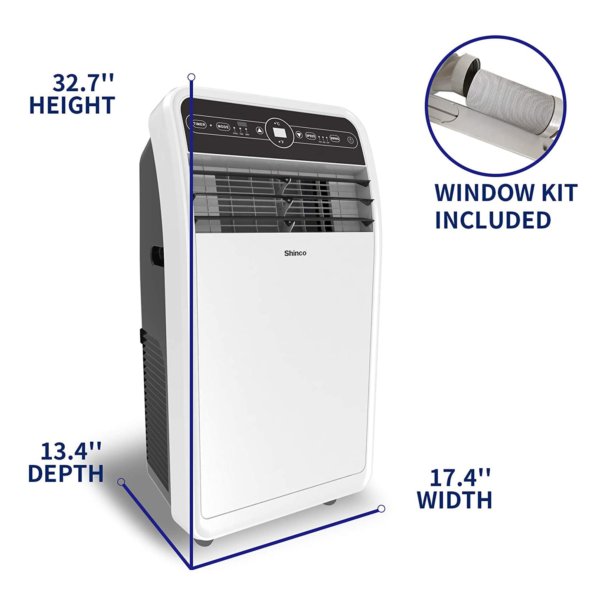 Shinco 12,000 BTU Portable AC Unit, Dehumidifier, and Fan for 400 SqFt Rooms