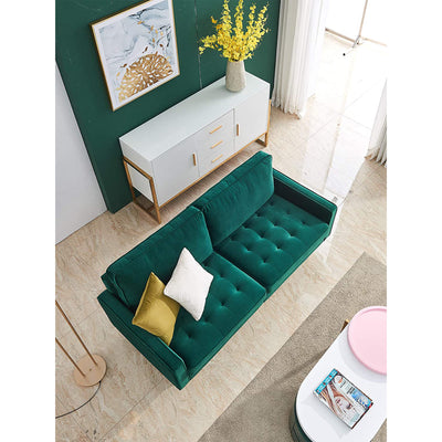 JULYFOX Mid Century Modern Button Tufted Velvet Loveseat Sofa Couch, Green