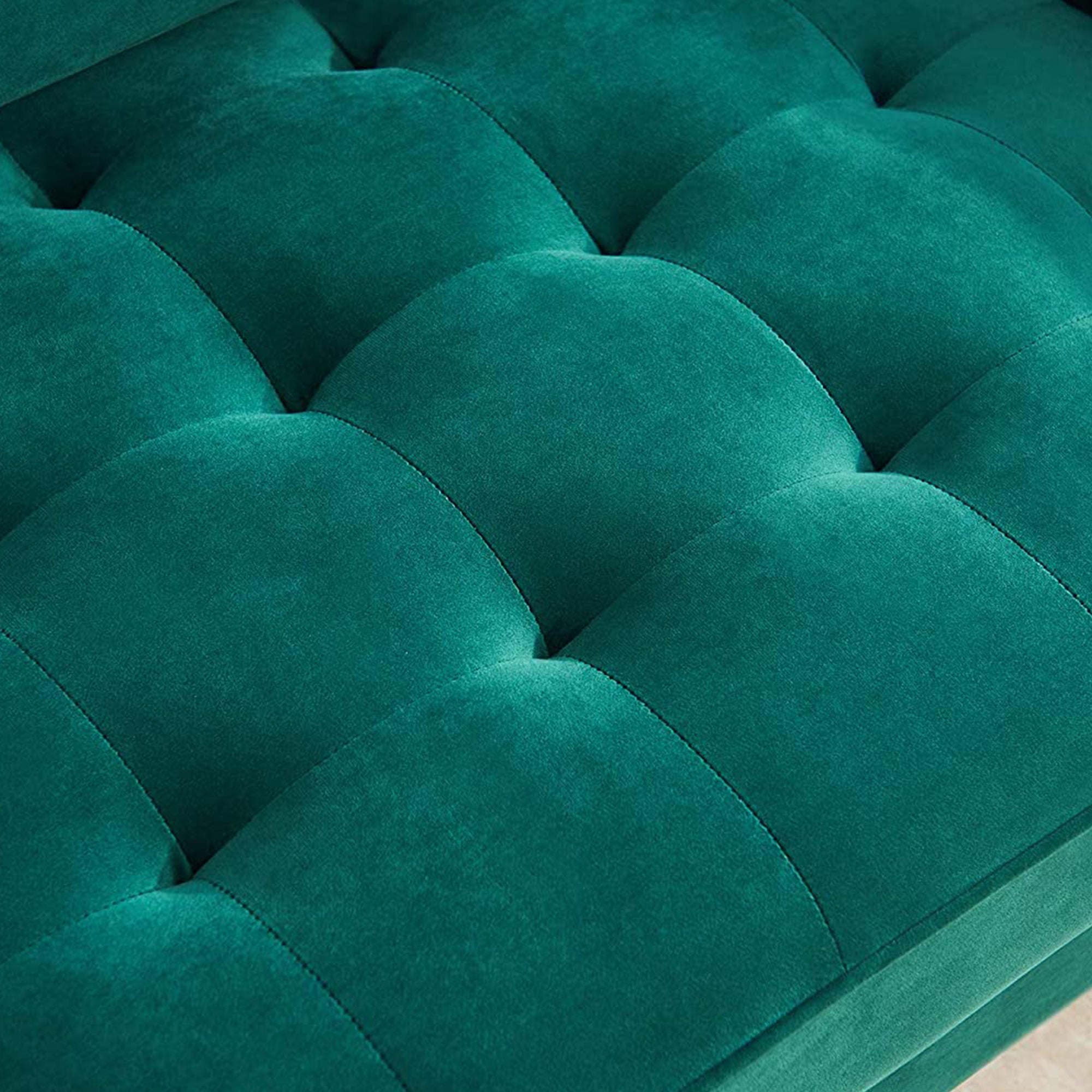 JULYFOX Mid Century Modern Button Tufted Velvet Loveseat Sofa Couch, Green