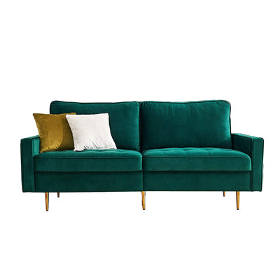 JULYFOX Mid Century Modern Button Tufted Velvet Loveseat Sofa Couch, Green