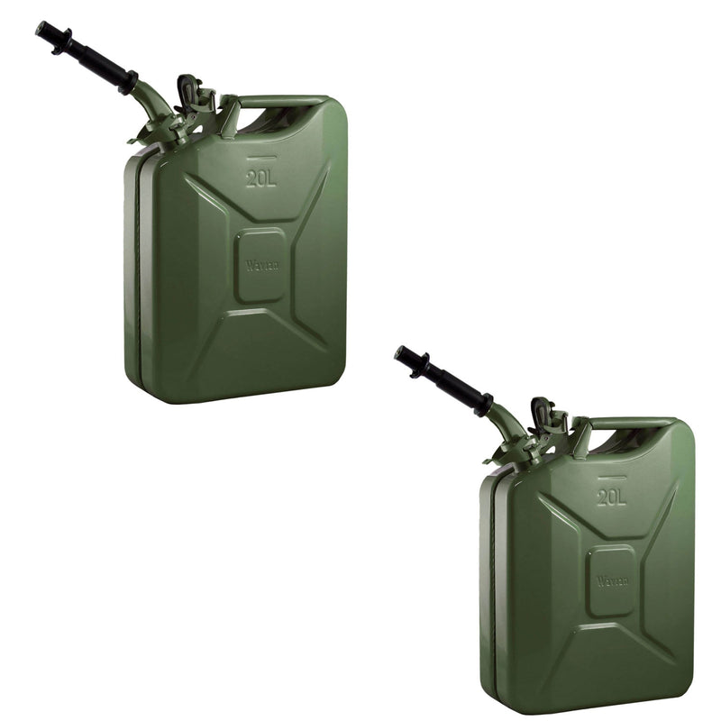 Wavian 5.3 Gal/20 L CARB Jerry Can and 2.6 Gal/10 L Steel Jerry Can, Green
