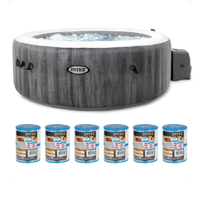 Intex PureSpa Plus Greywood Inflatable Hot Tub Jet Spa with Filter Cartridges - VMInnovations