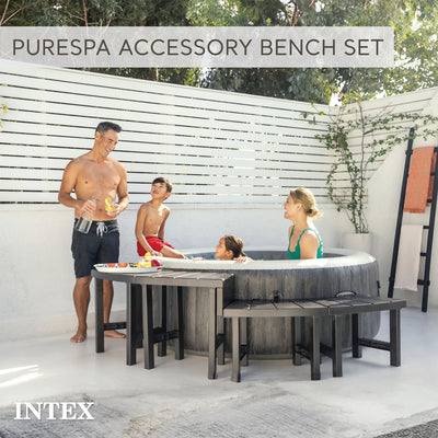 Intex PureSpa Plus Greywood Inflatable Hot Tub Jet Spa w/ Accessories Benches - VMInnovations