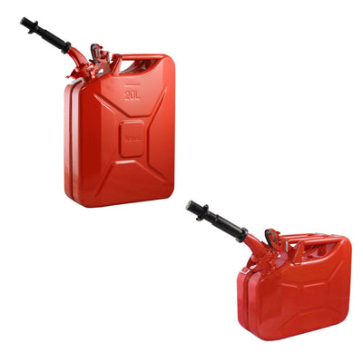 Wavian 5.3 Gal/20 L CARB Jerry Can and 2.6 Gal/9.8 L Steel Jerry Can, Red