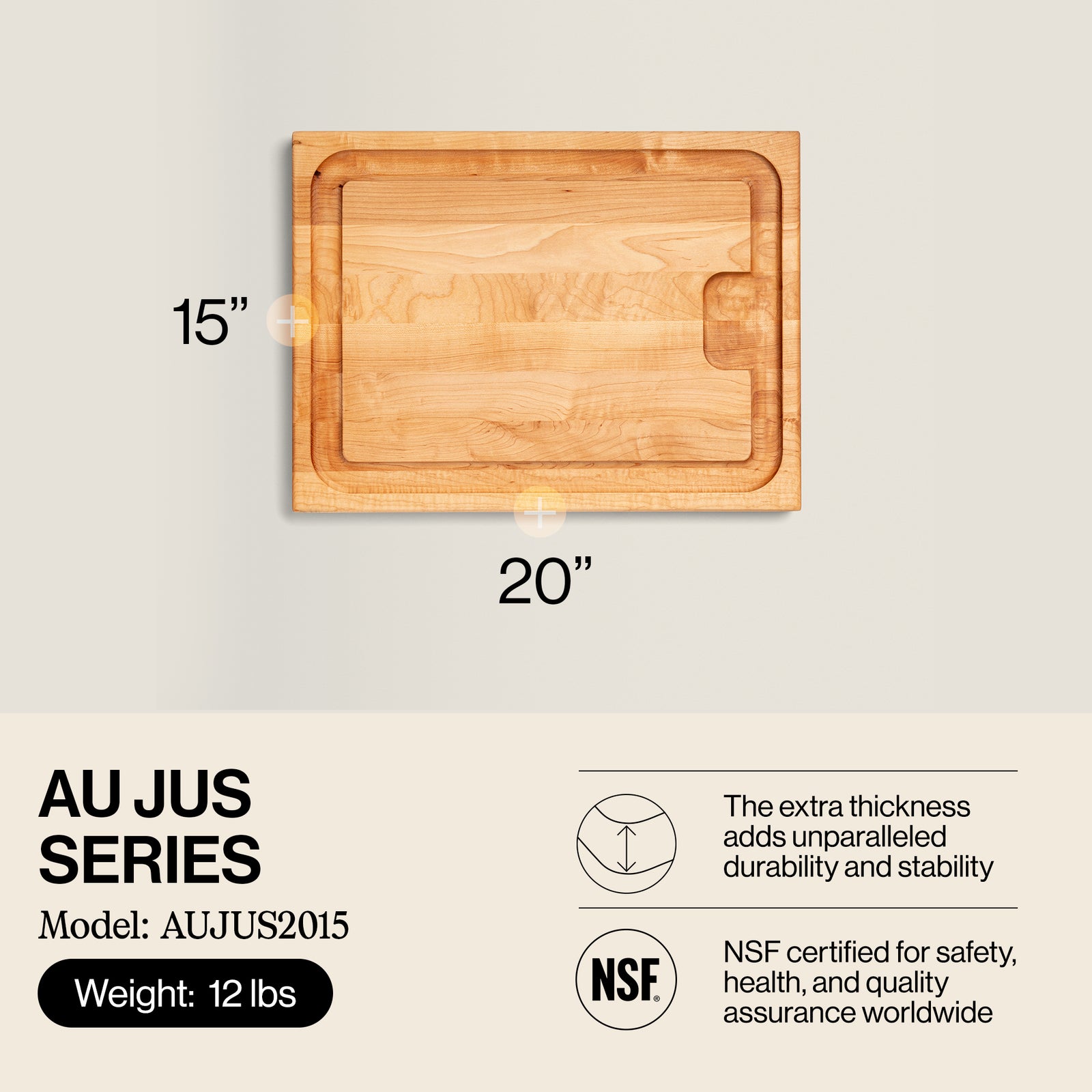 Au Jus Rectangular Cutting/Carving Board with Juice Groove  (Open Box) - VMInnovations