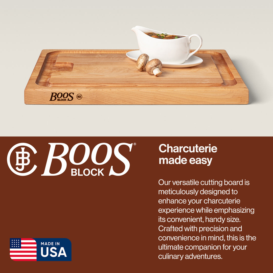 John Boos Au Jus Maple Wood Cutting Board with Juice Groove, 20" x 15" x 1.5"