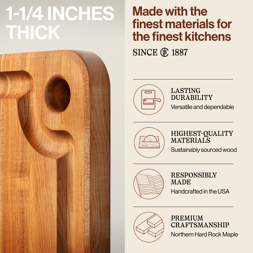 John Boos Maple Wood Edge Grain Kitchen Cutting Board,22" x 16" x 1.25" (Used) - VMInnovations