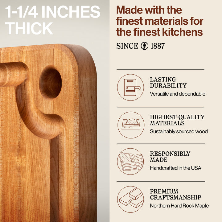 John Boos Maple Wood Edge Grain Kitchen Cutting Board,22" x 16" x 1.25" (Used) - VMInnovations