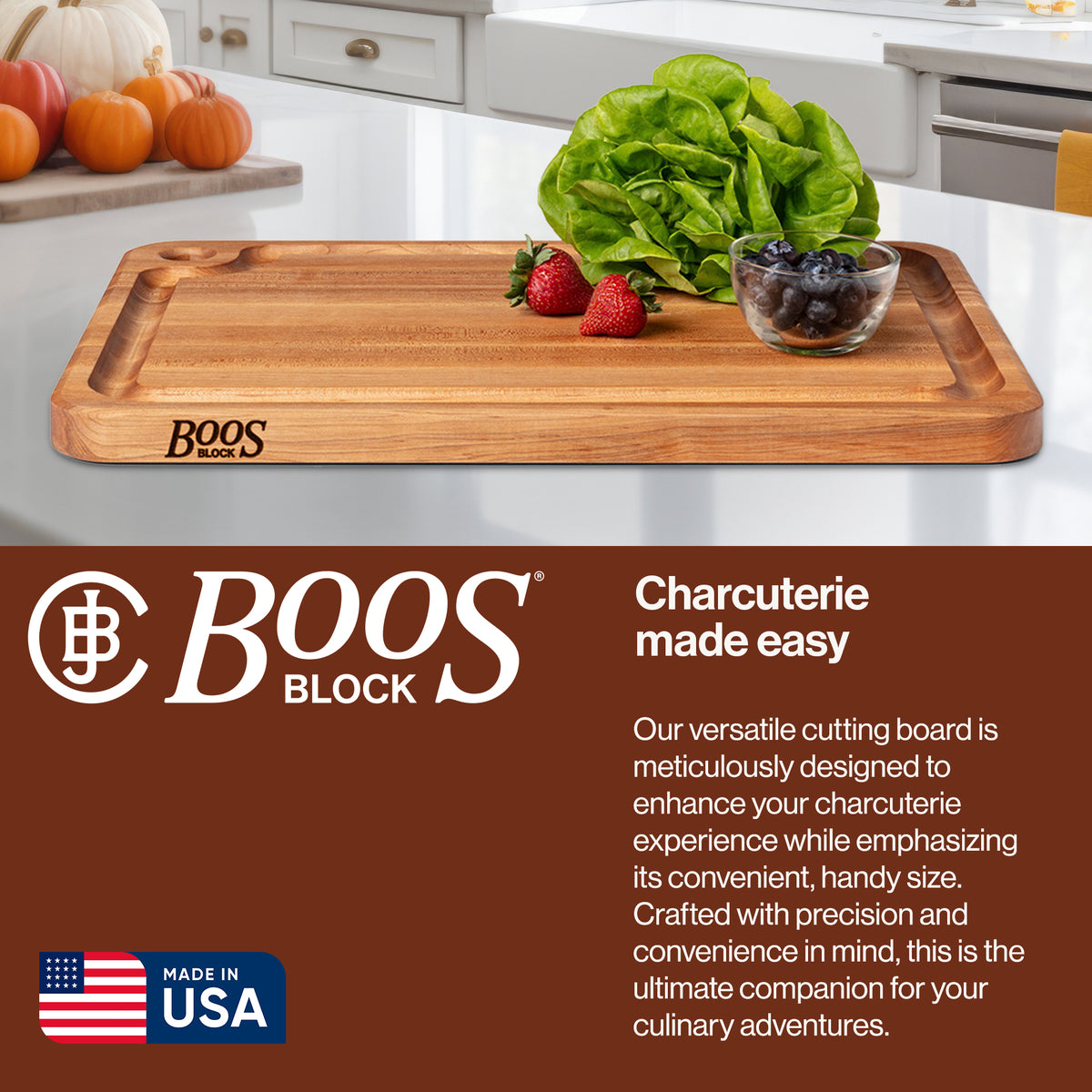 John Boos Prestige Wood Edge Grain Cutting Board w/ Juice Groove (Open Box)