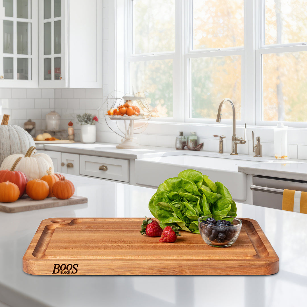 John Boos Prestige Maple Wood Edge Grain Kitchen Cutting Board,22" x 16" x 1.25" - VMInnovations