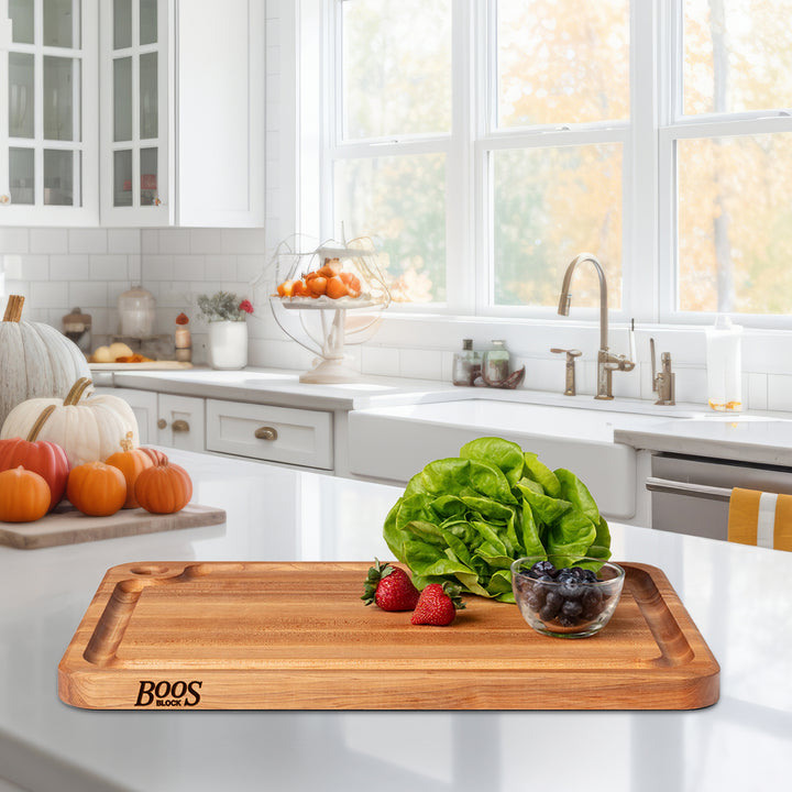 John Boos Prestige Maple Wood Edge Grain Kitchen Cutting Board,22" x 16" x 1.25" - VMInnovations