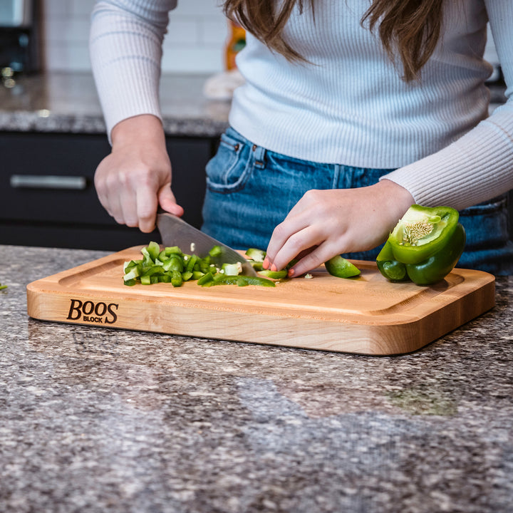 John Boos Prestige Maple Wood Edge Grain Kitchen Cutting Board,22" x 16" x 1.25" - VMInnovations