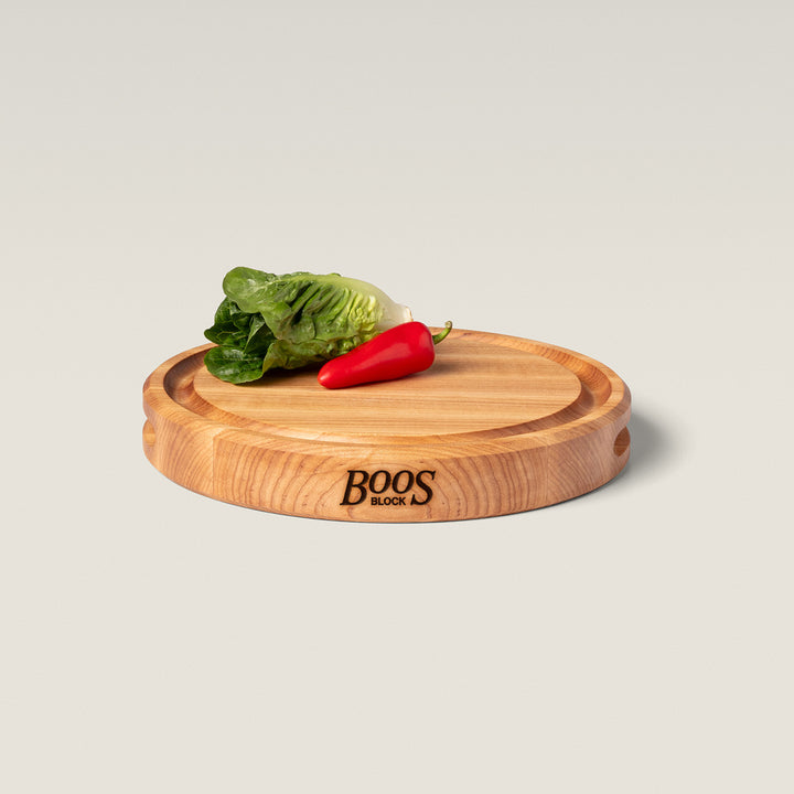 John Boos Round Maple Wood Cutting Board with Juice Groove, 12" x 12" x 1.75"