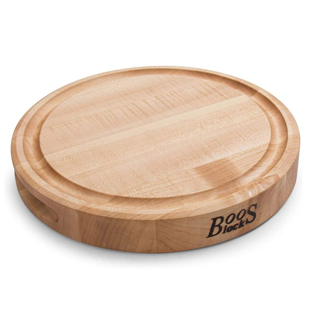 John Boos Round Maple Wood Cutting Board with Juice Groove, 12" x 12" x 1.75"