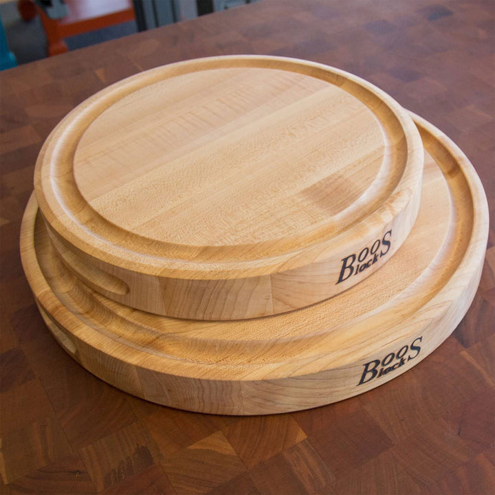 12 Inch Round Cutting/Carving Board w/Juice Groove, Maple Wood (Open Box)