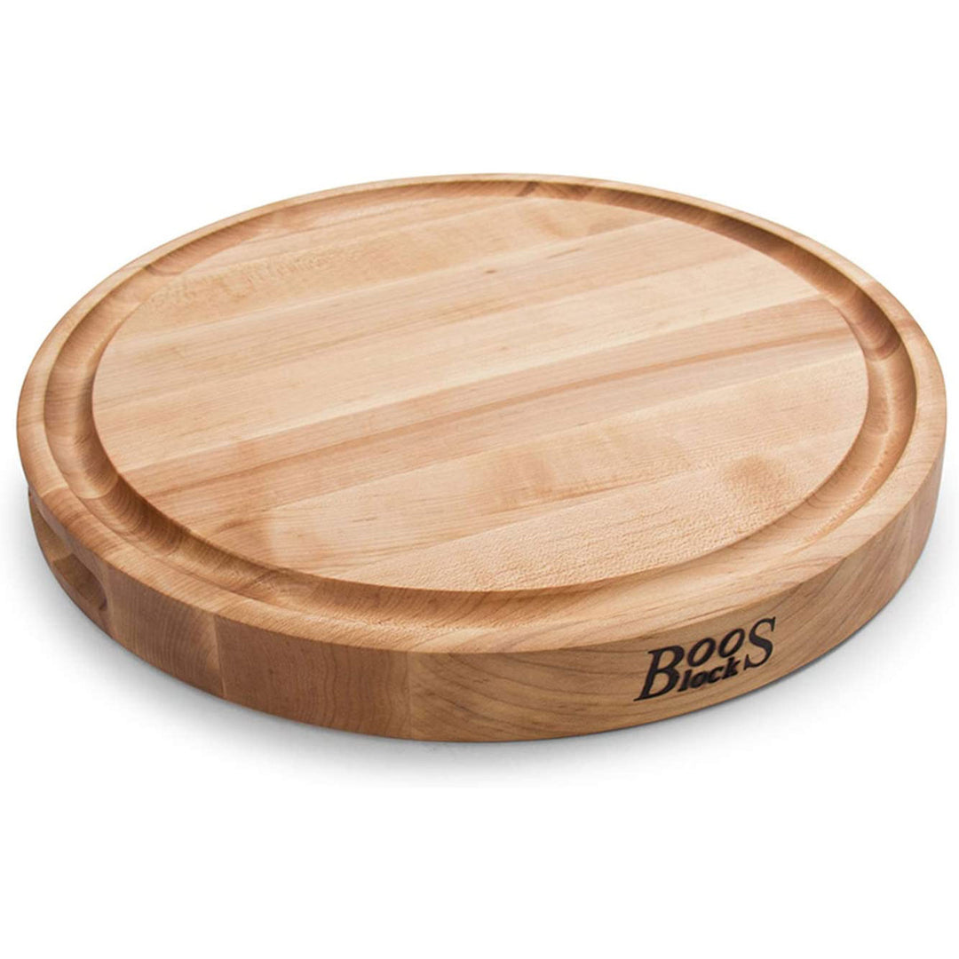 John Boos Round Maple Wood Cutting Board w/Juice Groove, 15" x 15" x 1.75"(Used)