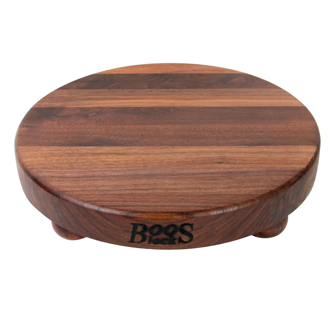 John Boos Walnut Wood Edge Grain Round Cutting Board for Kitchen, 12" x 1.5"