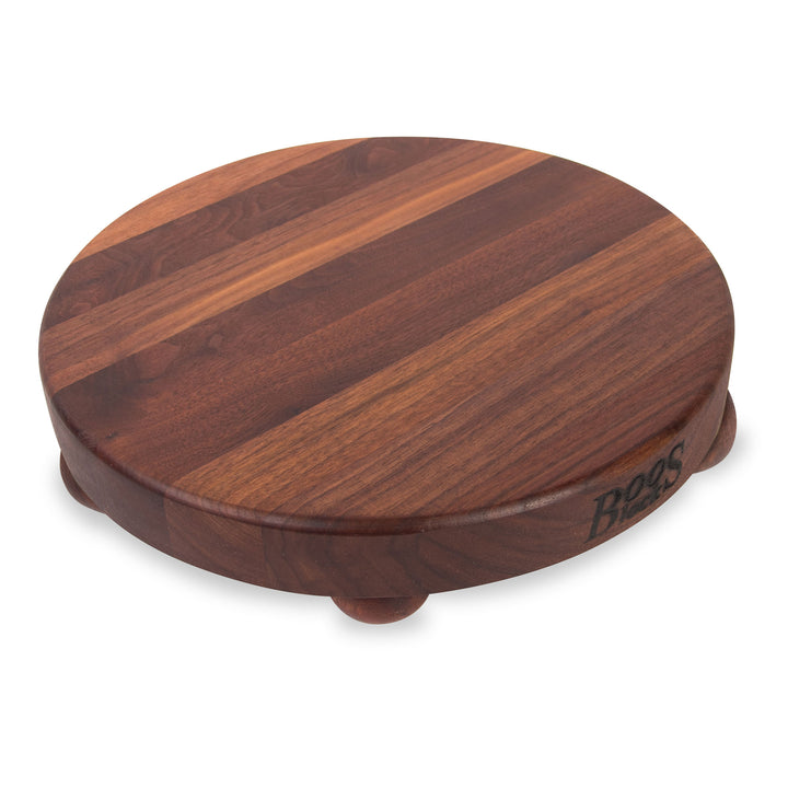 John Boos Walnut Wood Edge Grain Round Cutting Board for Kitchen, 12" x 1.5"