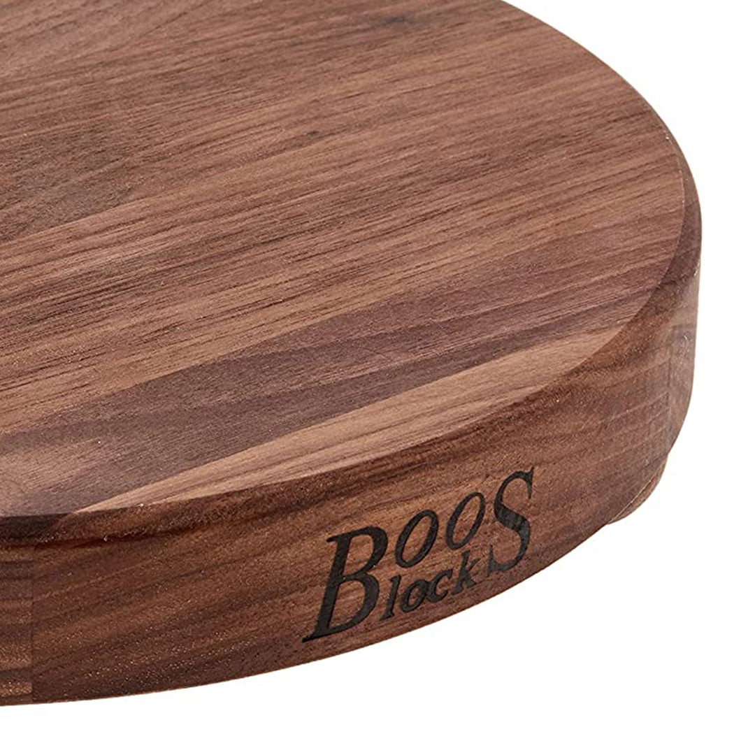 John Boos Walnut Wood Edge Grain Round Cutting Board for Kitchen, 12" x 1.5"