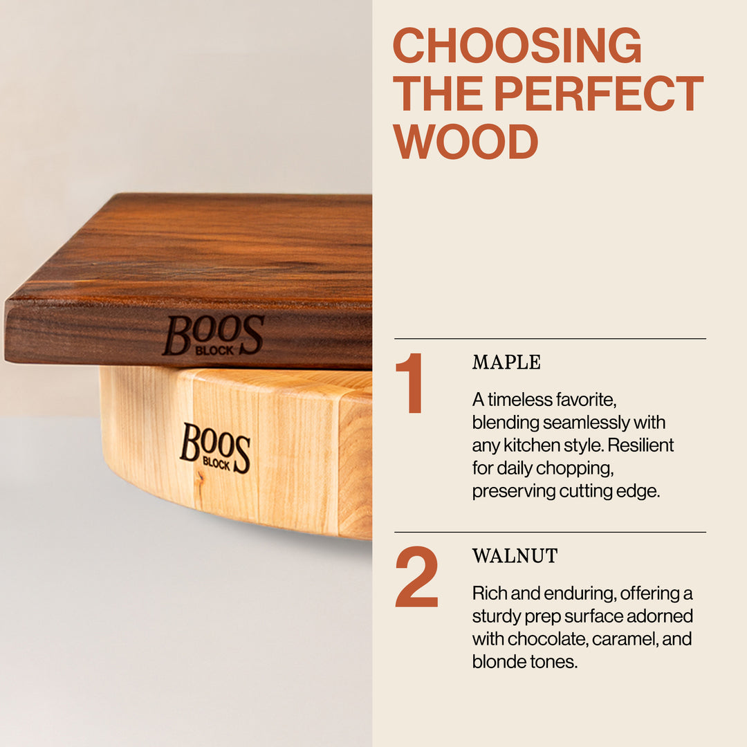 John Boos 12 Inch Round 1.5 In Thick Wood Grain Cutting Block w/ Feet (Open Box) - VMInnovations