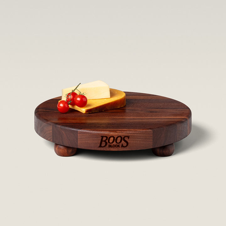 John Boos 12 Inch Round 1.5 In Thick Wood Grain Cutting Block w/ Feet (Open Box) - VMInnovations