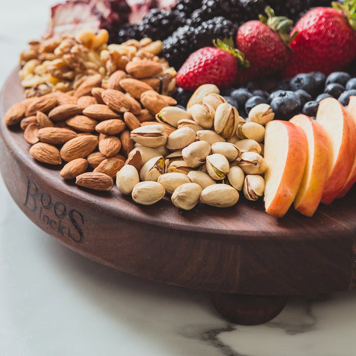 John Boos Walnut Wood Edge Grain Round Cutting Board for Kitchen, 12" x 1.5"