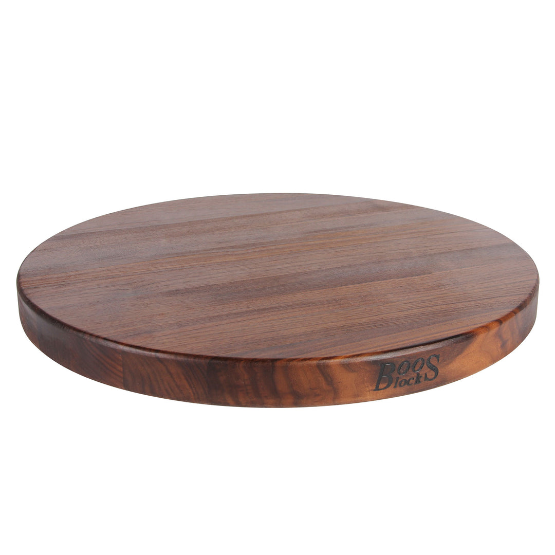 John Boos Walnut Wood End Grain Round Cutting Board for Kitchen,18" x 18" x 1.5"