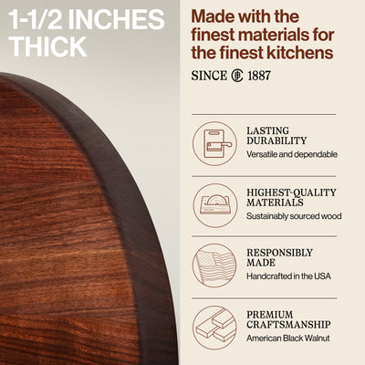 Walnut Wood End Grain Round Cutting Board for Kitchen,18" x 18" x 1.5" (Used) - VMInnovations