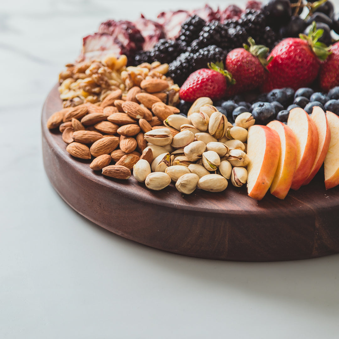 John Boos Walnut Wood End Grain Round Cutting Board for Kitchen,18" x 18" x 1.5" - VMInnovations