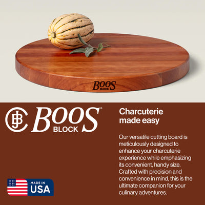 CHY-R18 18 Inch Round Cherry Wood Edge Grain Reversible Cutting Board (Open Box) - VMInnovations