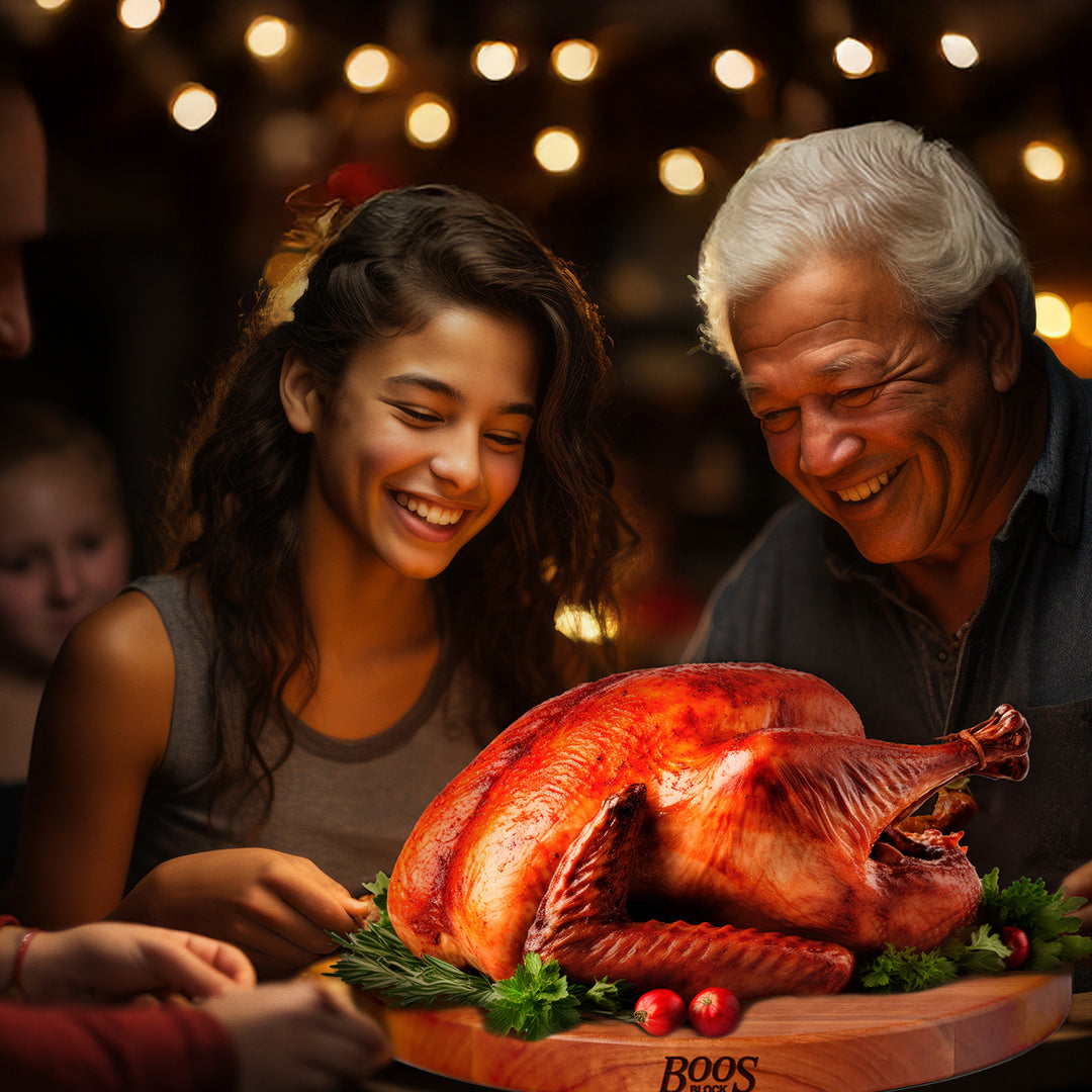 CHY-R18 18 Inch Round Cherry Wood Edge Grain Reversible Cutting Board (Open Box) - VMInnovations