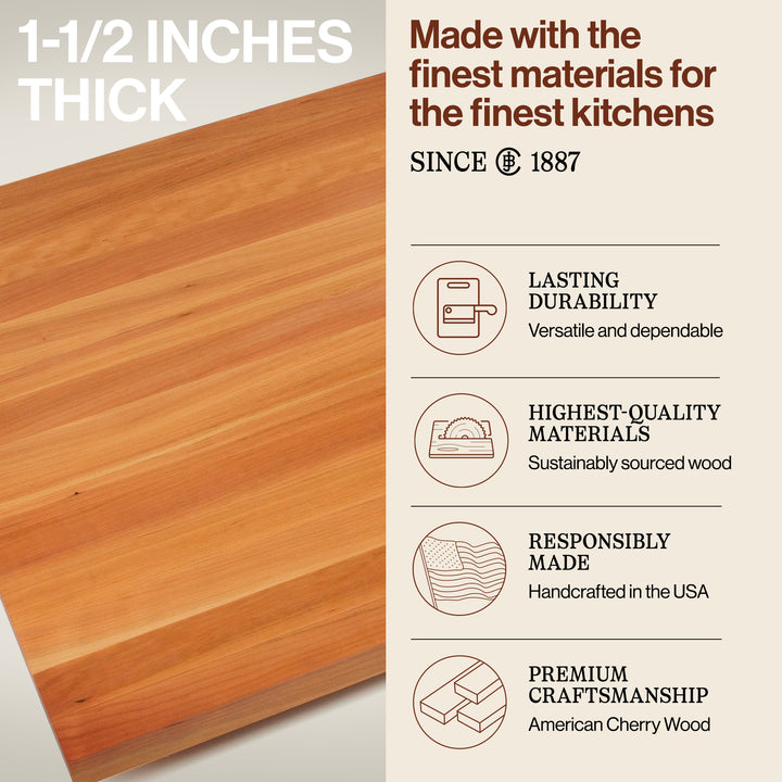 John Boos Butcher Block Kitchen Countertop, 24" x 25" x 1 1/2", Cherry