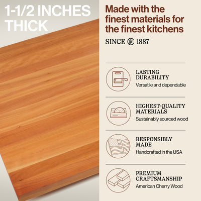 John Boos Butcher Block Kitchen Countertop, 24" x 25" x 1 1/2", Cherry(Open Box)