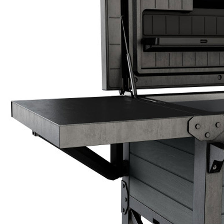 Keter Outdoor Patio Cooler Chest, 89.8 Qt Beverage Bar Cart w/ Wheels, Graphite