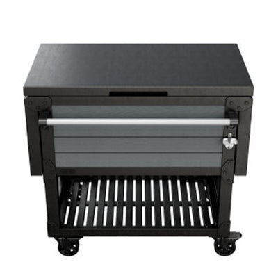 Keter Outdoor Patio Cooler Chest, 89.8 Qt Beverage Bar Cart w/ Wheels(For Parts)
