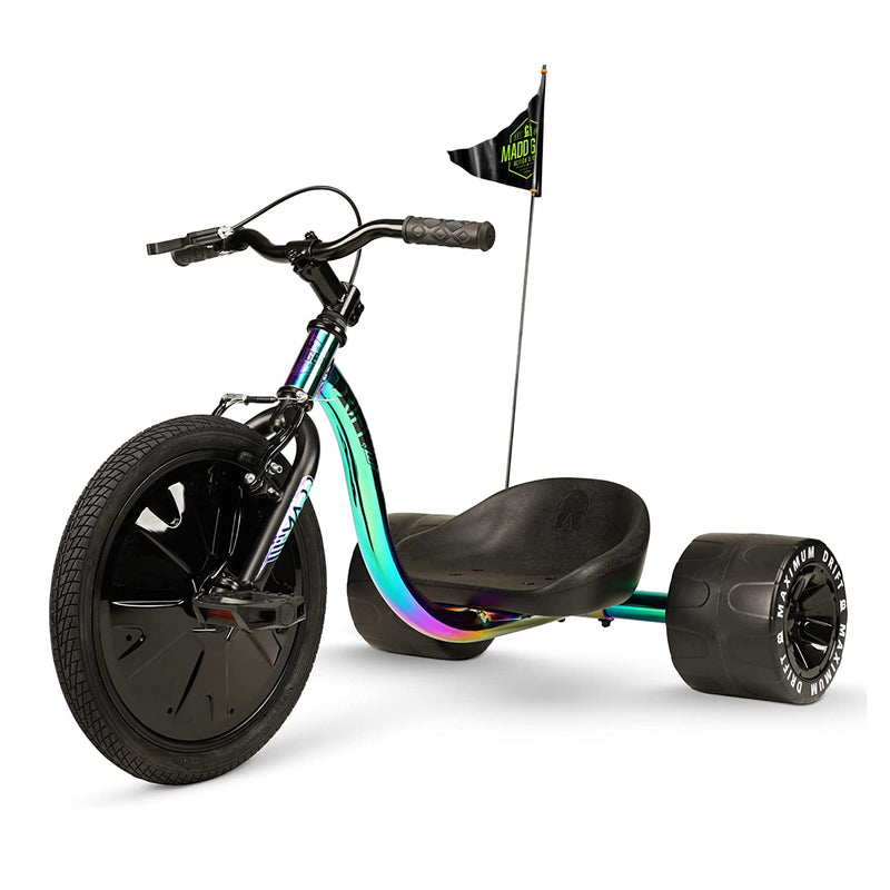 Madd Gear Neon Drifter Trike w/ Adjustable Seat for Boys & Girls 5-10, Neochrome