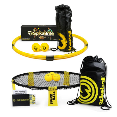 Spikeball 3 Ball Kit w/ Adjustable Net & SpikeBrite Night Play Light Attachment
