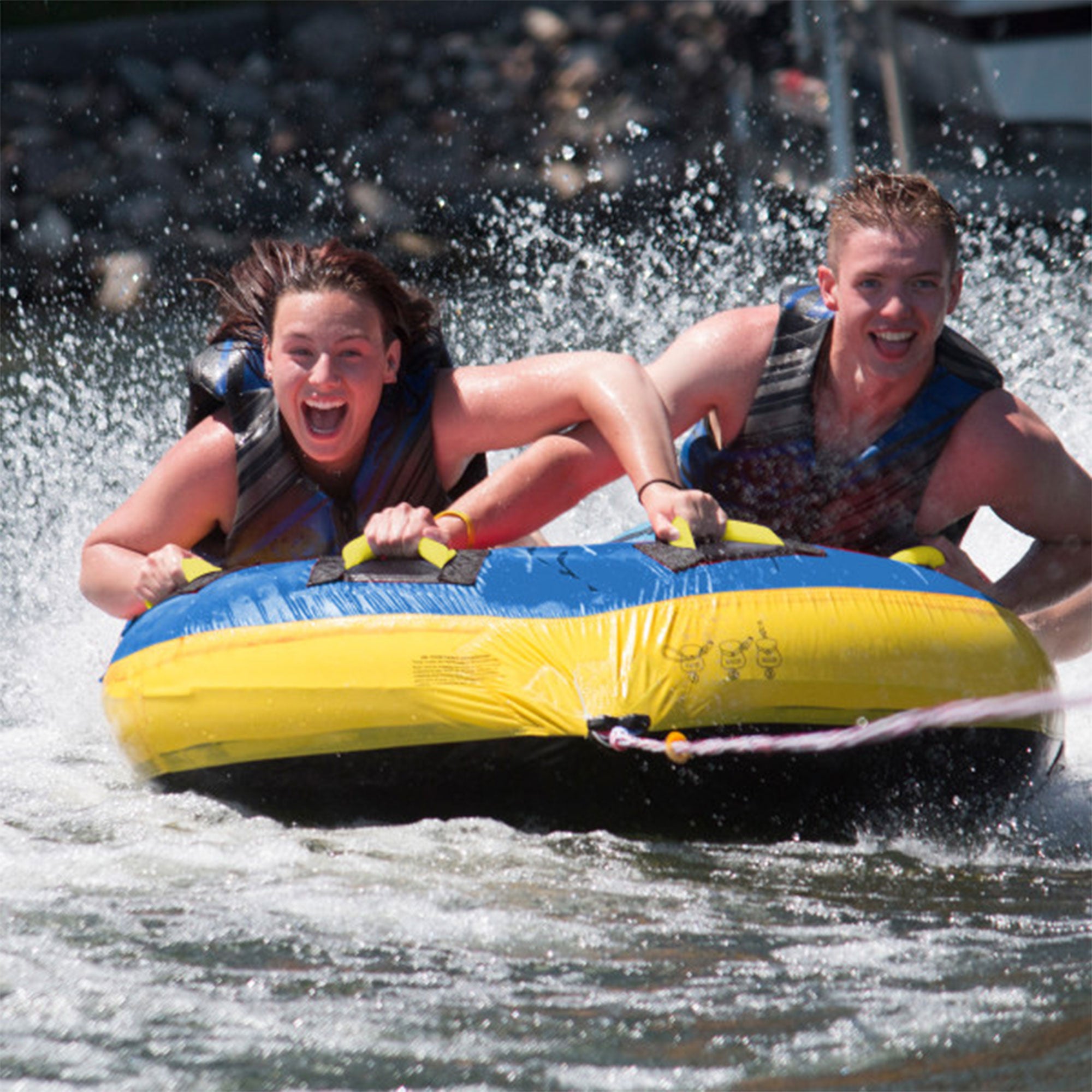 RAVE Sports Mass Frantic 4 Rider Towable Tube + Blue Angel 2 Rider Towable Tube