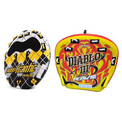 RAVE Sports Mass Frantic 4 Rider Boat Innertube + Diablo 3 Rider Boat Innertube