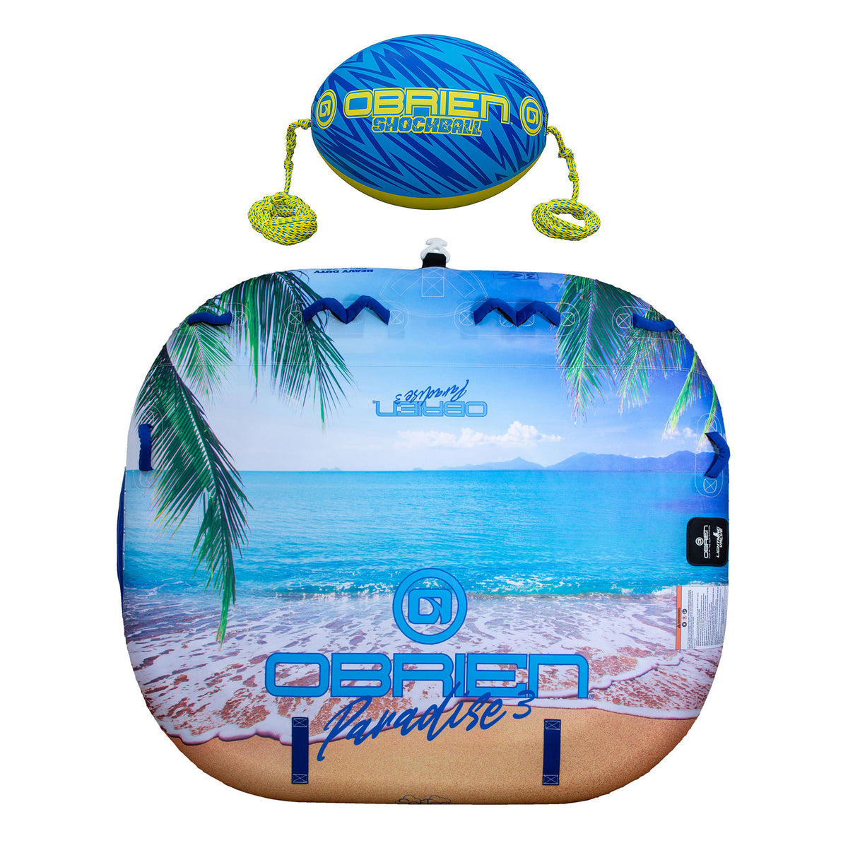 O'Brien Oval Shock Ball Towable Rope Float and Paradise 3 Person Inflatable Deck