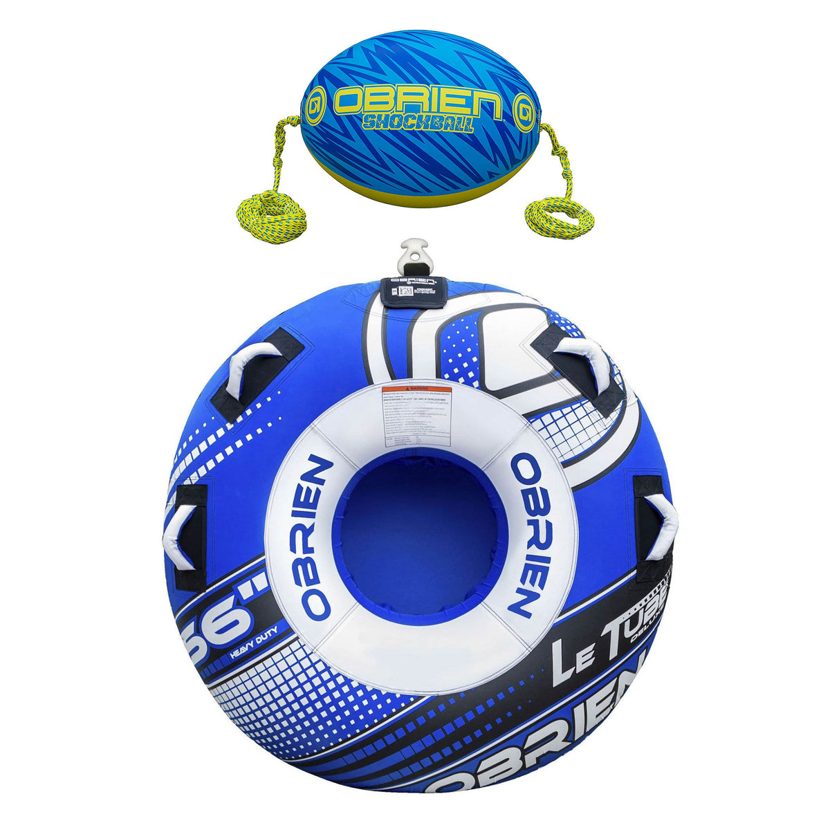 O'Brien Le Tube Deluxe 56 Inch Towable Tube with Oval Shock Ball & Rope Float
