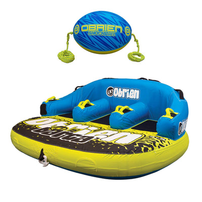 O'Brien Barca 3 Kickback 3 Person Towable Water Tube w/ Shock Ball & Rope Float