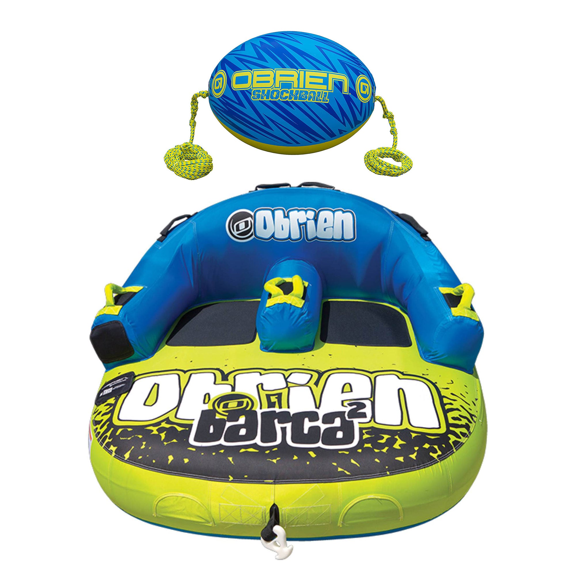 O'Brien Barca 2 Kickback 2 Person Towable Water Tube w/ Shock Ball & Rope Float