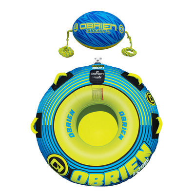 O'Brien Le Tube 56 Inch 1 Rider Towable Inner Tube w/ Shock Ball & Rope Float