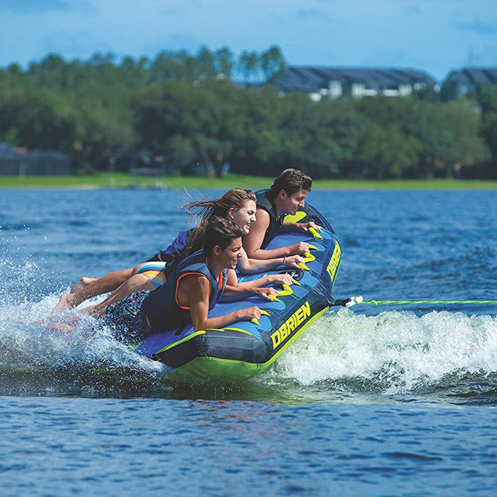 O'Brien Oval Shock Ball Towable Rope Float and Bat Wing 3 Person Inflatable Tube