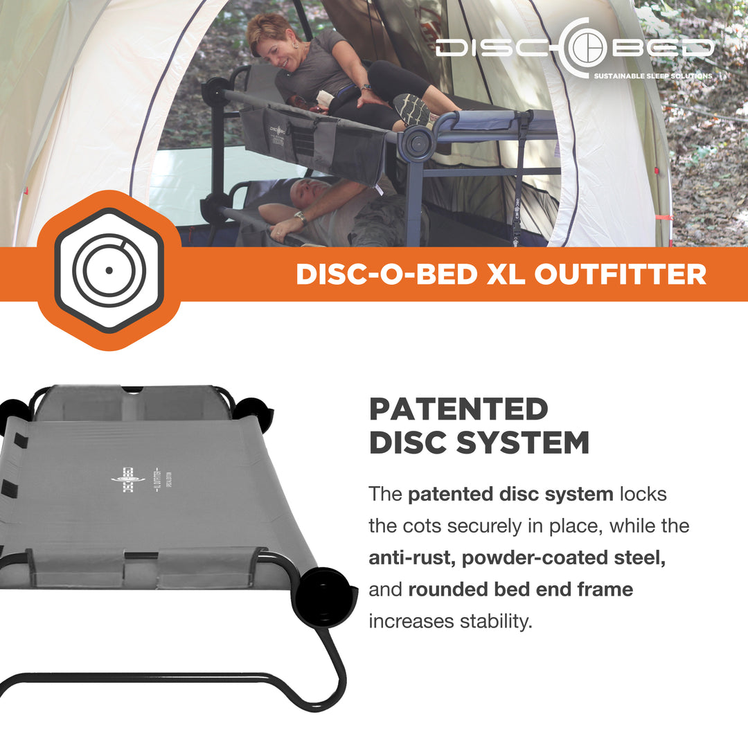 Disc-O-Bed XL Outfitter Bench Double Cot Camping Bunk with Organizers (Used) - VMInnovations