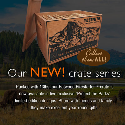 Betterwood Products Fatwood Firestarter in Wooden Crate, Yosemite, 13LB(Damaged) - VMInnovations